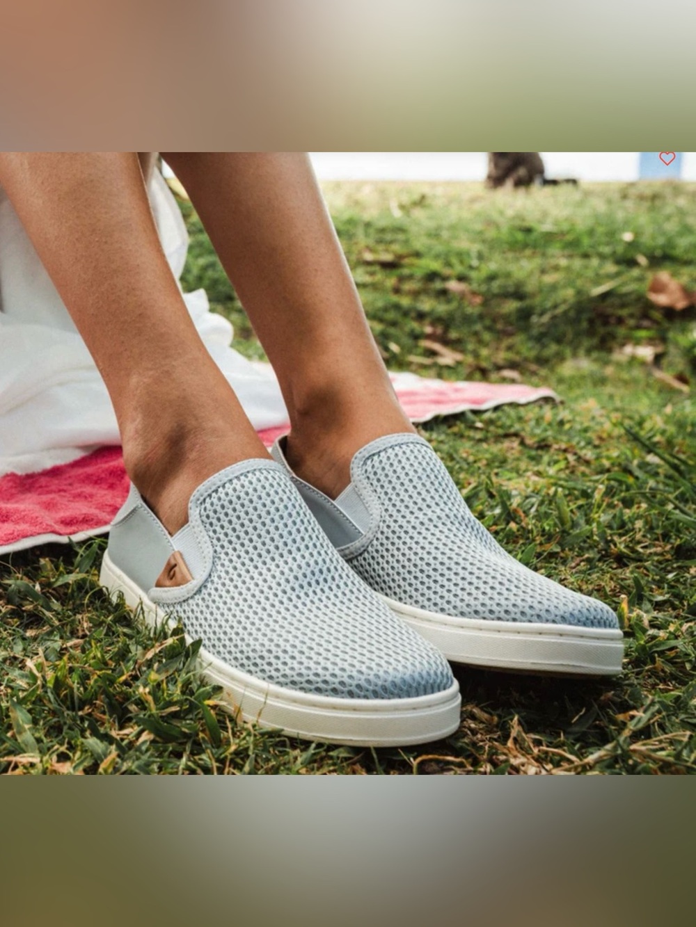 Olukai Womens Haleiwa Olona Slip On Sneakers Gray Off White. Size 10